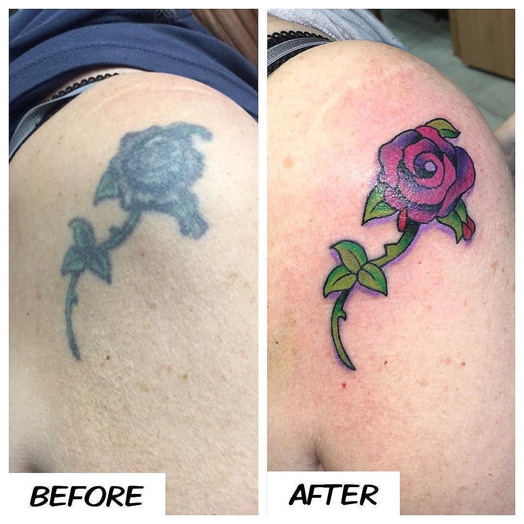 Fixed and freshened up this older tattoo for Barb today!! Thank you so much!! It was very nice visiting with you!! #kruegertattoo #2189eastridgecenter #7155141263 #eauclaire #wi #tattoo #tattoos #apexpred #solaceskateco #the_grind_fitness_factory #carmikecinema